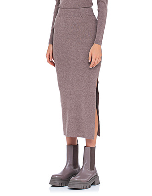 JADICTED Midi Knit Slit Beige