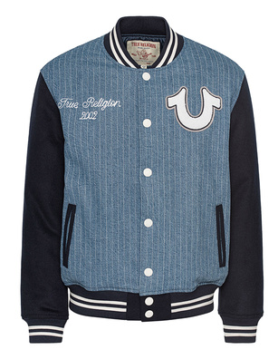 TRUE RELIGION College Pinstripoe Denim Blue