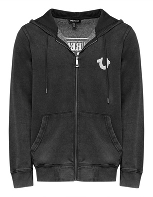 TRUE RELIGION Zip Up Hoodie Jet Black