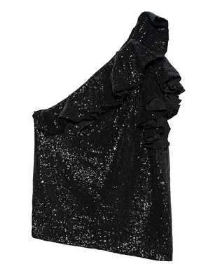 IRO Lavaur One Shoulder Ruffle Black