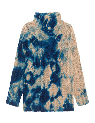 SUZUSAN Cable Hand Knit Royal Blue Light Coffee