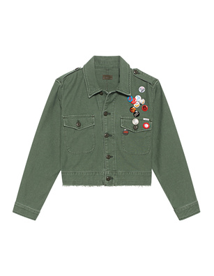 MOTHER The Cropped Veteran Jacket Mint