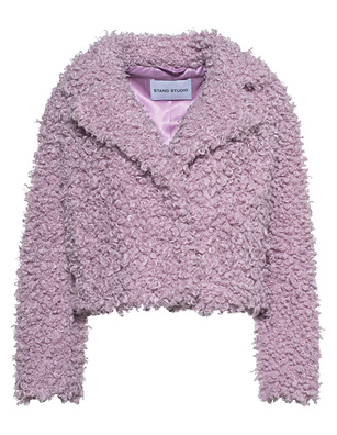 STAND STUDIO Janet Long Curly Faux Fur Pink
