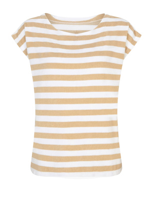 JUVIA Kimberly Boxy Light Terry Striped Camel