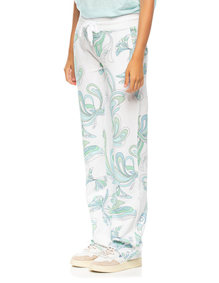 JUVIA Agnes Fleece Retro Print Wide Leg White