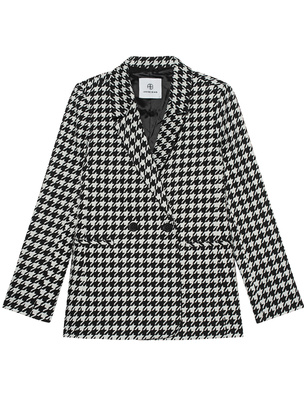 ANINE BING Medeleine Houndstooth Print Black White