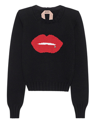 N21 Lips Intarsia Chrystal Black