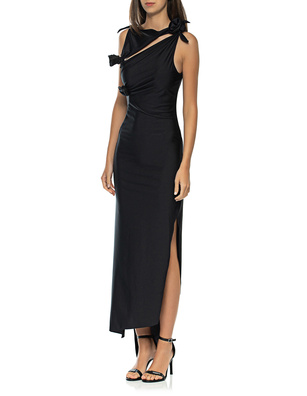 Coperni Asymmetric Flower Gown Black