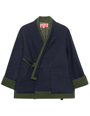 KENZO Kimono Coat Green Navy