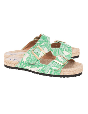 Manebi NORDIC SANDALS Yucatan Palms on Cream Green