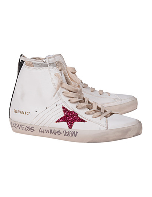 GOLDEN GOOSE Francy Nappa Glitter Cream Fuchsia
