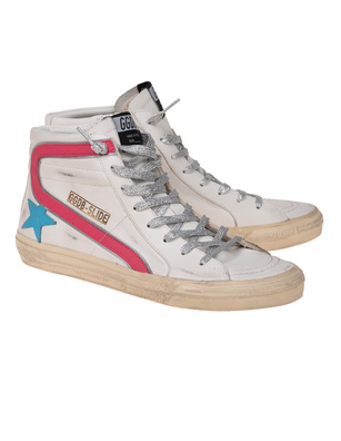 GOLDEN GOOSE Slide Classic Leather White Fuchsia