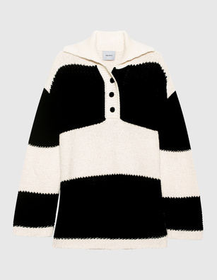 Halfboy Knitted Longsleeve Polo Cream Black