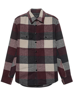 RAG&amp;BONE Wool Engineered Checked Burgundy Buffalo