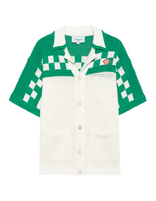 CASABLANCA Faux Crochet Shirt White Green