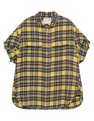 R13 Oversized Cut-Off Checked Yellow