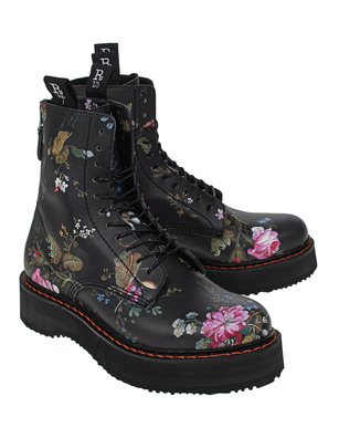 R13 Stack Boot Floral Black