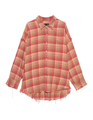 R13 Shredded Seam Drop Neck Pink Plaid
