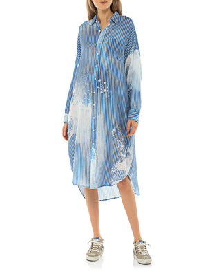 R13 Jumbo Shirt DressBleached Blue Stripe