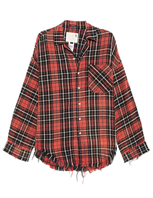 R13 Flannel Boxy Workshirt Red