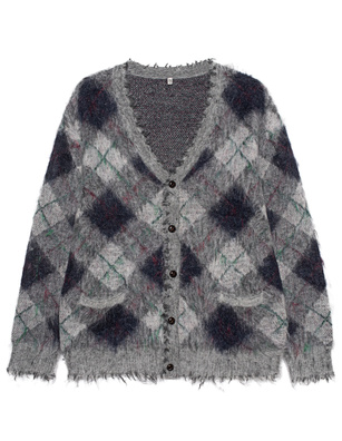 R13 Fluffy Plaid Oversize Grey Green
