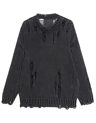 R13 Distressed Oversized Acid Black