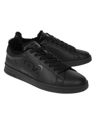 DSQUARED2 Calf Leather Shearling Print Black