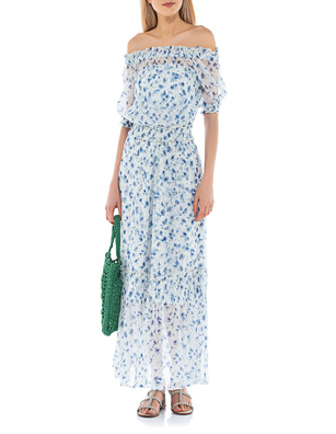 Alessia Zamattio Long Floral White Blue
