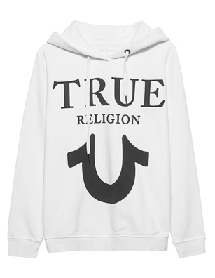 TRUE RELIGION Hood Lettering Puffy Print White