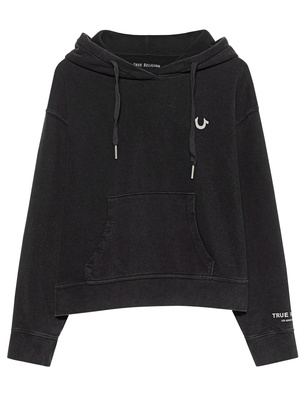 TRUE RELIGION Crop Stone Wash Black