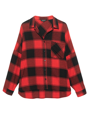 TRUE RELIGION Oversized Boxy Check Red Black
