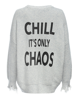 TRUE RELIGION Crew Neck Print Oversized Heather Grey