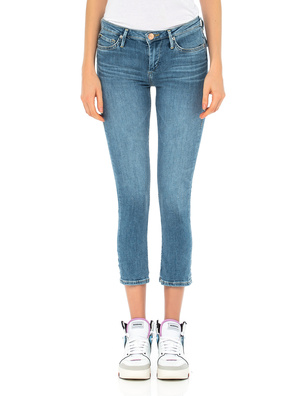 TRUE RELIGION Cora Mid Rise Straight Cropped Flap Blue