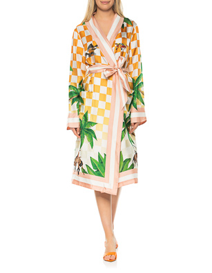 CASABLANCA Printed Silk Robe Tennis Club Multicolor
