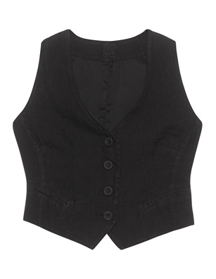 120% LINO Vest Linen Black