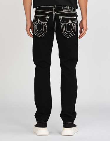 TRUE RELIGION Ricky Super T Flap Black Relaxed Straight Jeans with  decorative seams - Straight