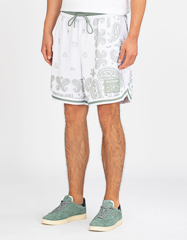 TRUE RELIGION Bandana Sublimation Bandana Optic White Patterned shorts with logo embroidery Loungewear Men