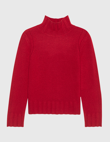THE MERCER N.Y. Cashmere Statement Red Cashmere pullover with stand up collar Sweaters