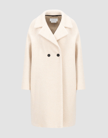 HARRIS WHARF LONDON Boucle Ecru Double breasted wool blend boucle coat Jackets Coats