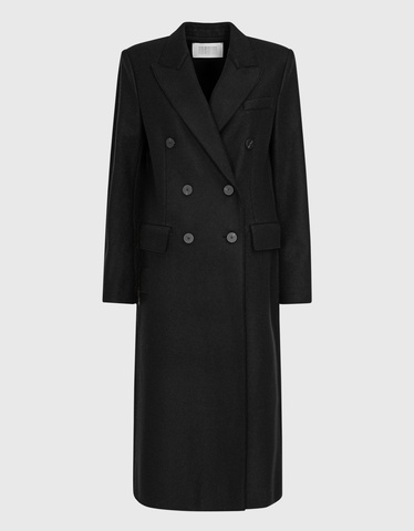 Black double breasted long coat hot sale