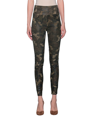 SPRWMN Ankle Camouflage Leather leggings in camouflage design Pants