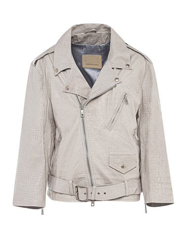 GIORGIO BRATO Biker Colash Oversize leather jacket in croco optic