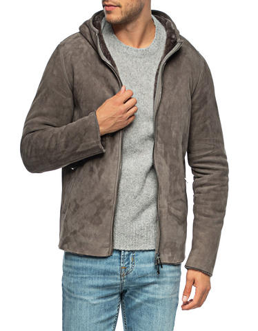 GIORGIO BRATO Hooded Mauve Brown Lambskin shearling jacket Men