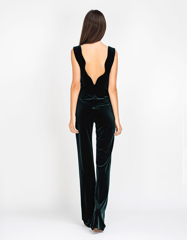 GALVAN LONDON Siren Velvet Pine Green Velvet Jumpsuit Overalls