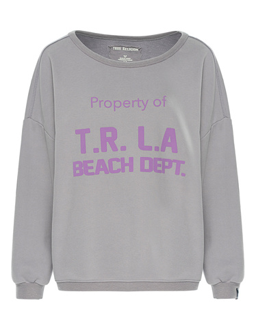 TRUE RELIGION T.R.L.A Beach Minimal Gray Printed oversize sweater