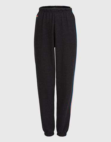 AVIATOR NATION 5 Stripe Black Neon Rainbow Sweatpants with Stripes Women