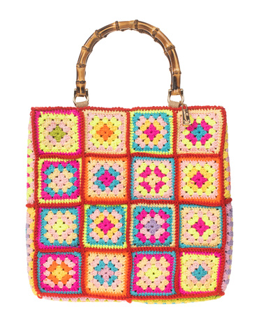 La Milanesa Crochet Medium Red Multicolor Crochet bag with handles