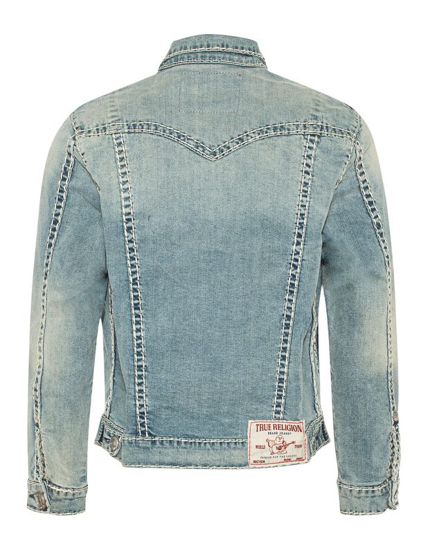 TRUE RELIGION Jimmy Super T Rope Light Blue Wash Denim jacket with