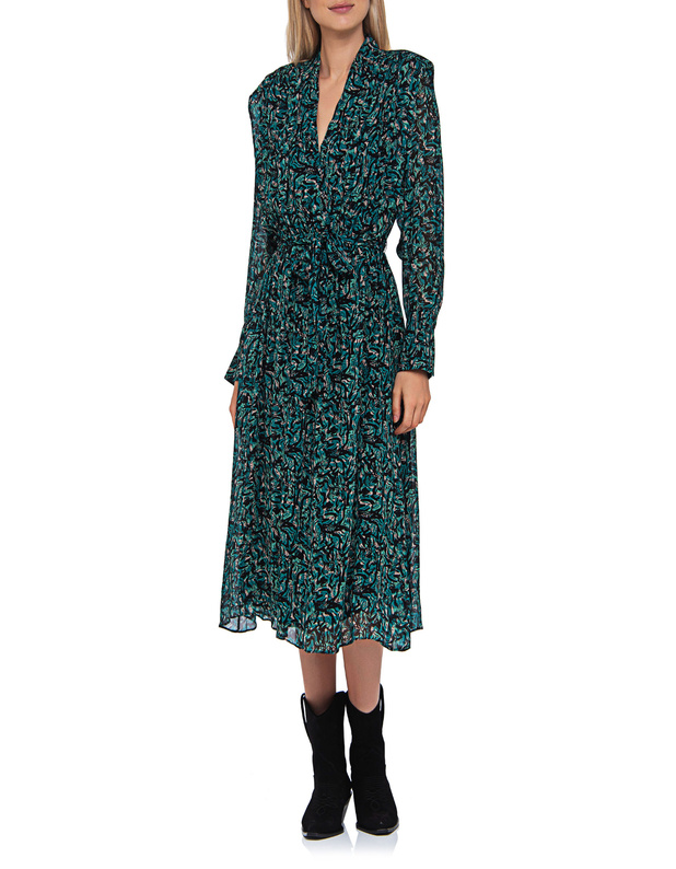 Artikel klicken und genauer betrachten! - Gemustertes Midi-Kleid mit gepolsterter Schulterpartie  | im Online Shop kaufen