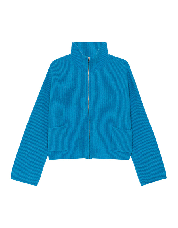 Artikel klicken und genauer betrachten! - Gerippte Kaschmir-Mix-Jacke   | im Online Shop kaufen
